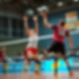 Dynamic volleyball action on the court