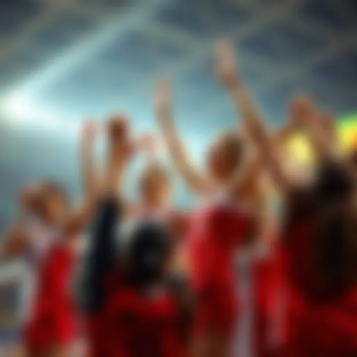 Belarus volleyball team celebrating victory