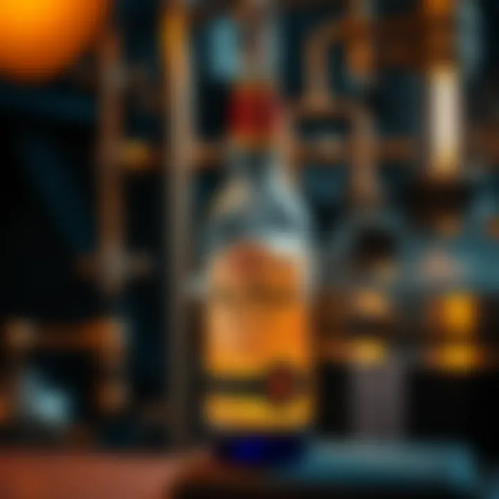 An artistic representation of the distillation process of Ginebra San Miguel.