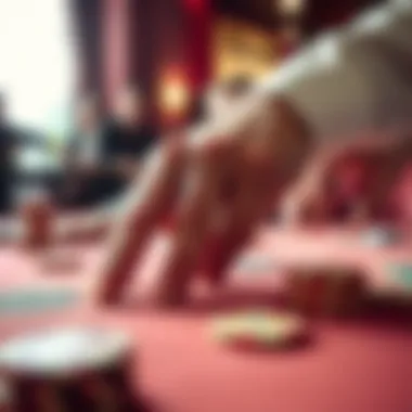 Placing a Strategic Bet Close-up of a hand placing a bet on the table