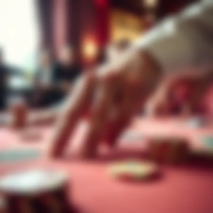 Placing a Strategic Bet Close-up of a hand placing a bet on the table