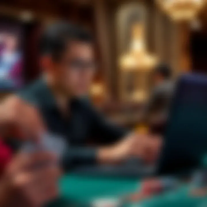 Engaged Online Baccarat Player Player engaged in online baccarat on a laptop