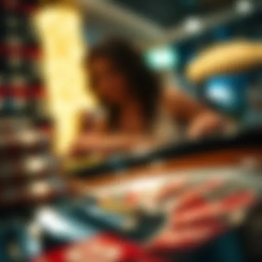 Close-up view of a roulette wheel in action