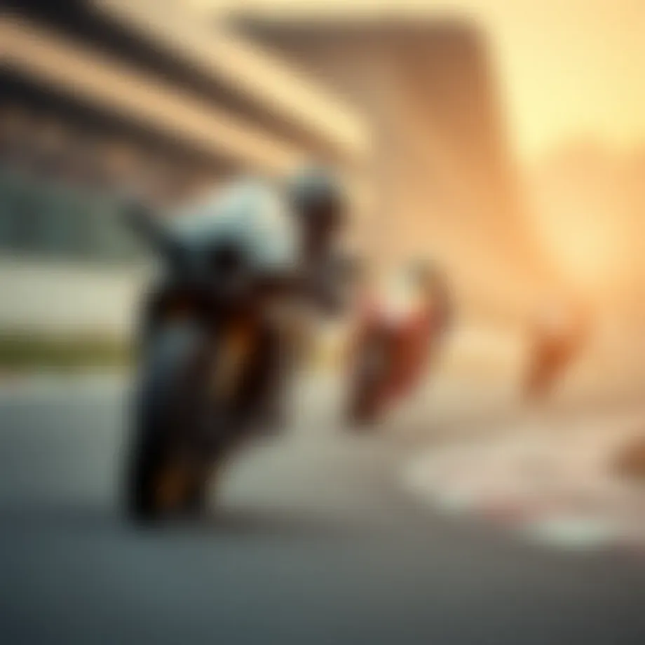 High-speed motorcycle racing on a track