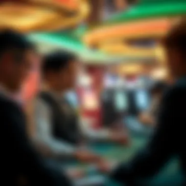 A close-up of a dealer interacting with players in a live casino environment.