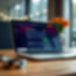 Visual representation of online registration with a laptop and a user interface