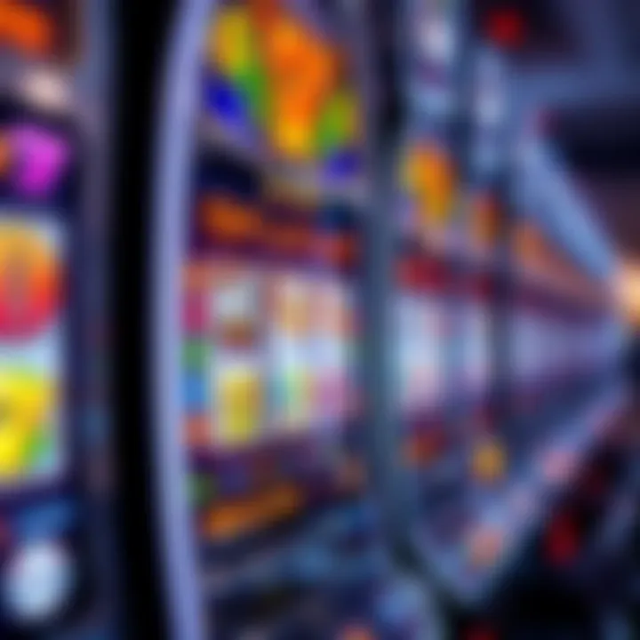 A close-up of a slot machine with colorful graphics