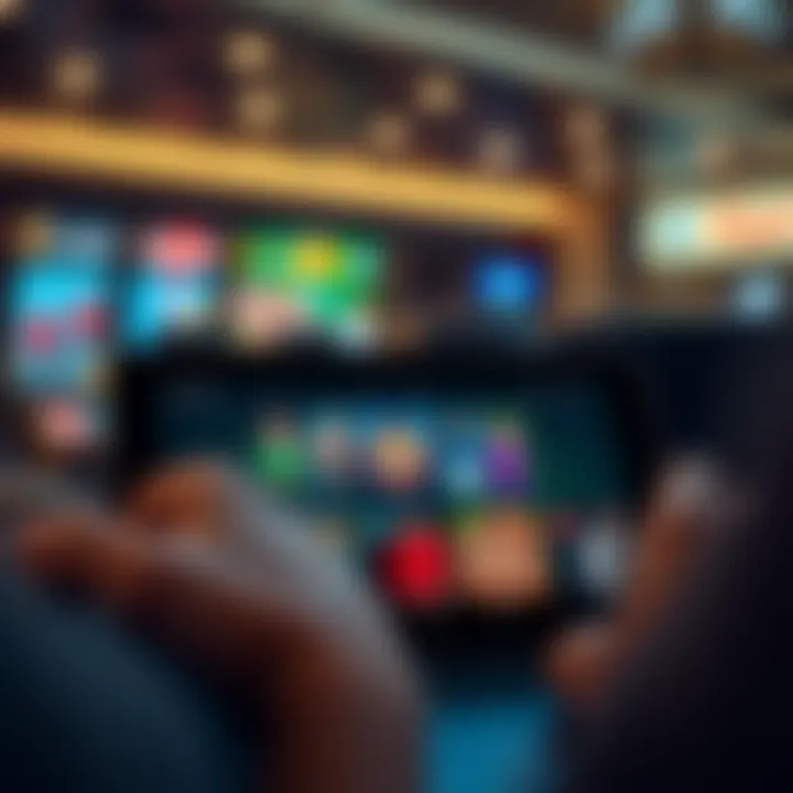 A digital representation of various casino games on a tablet