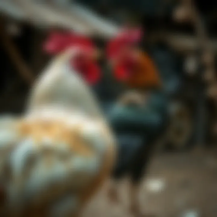 Historical depiction of traditional cockfighting