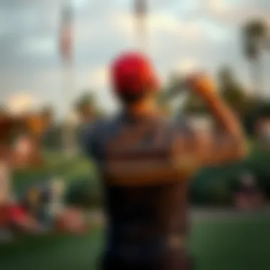 A golfer preparing for a swing in US Open