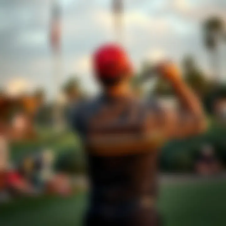 A golfer preparing for a swing in US Open